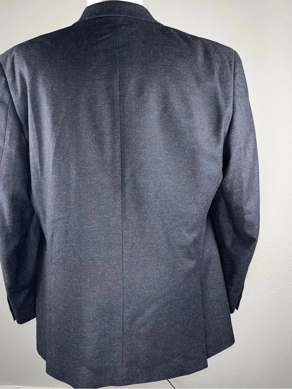 Michael Kors Blazer Mens 46R Charcoal L Navy Wool Cashmere Herringbone Weave